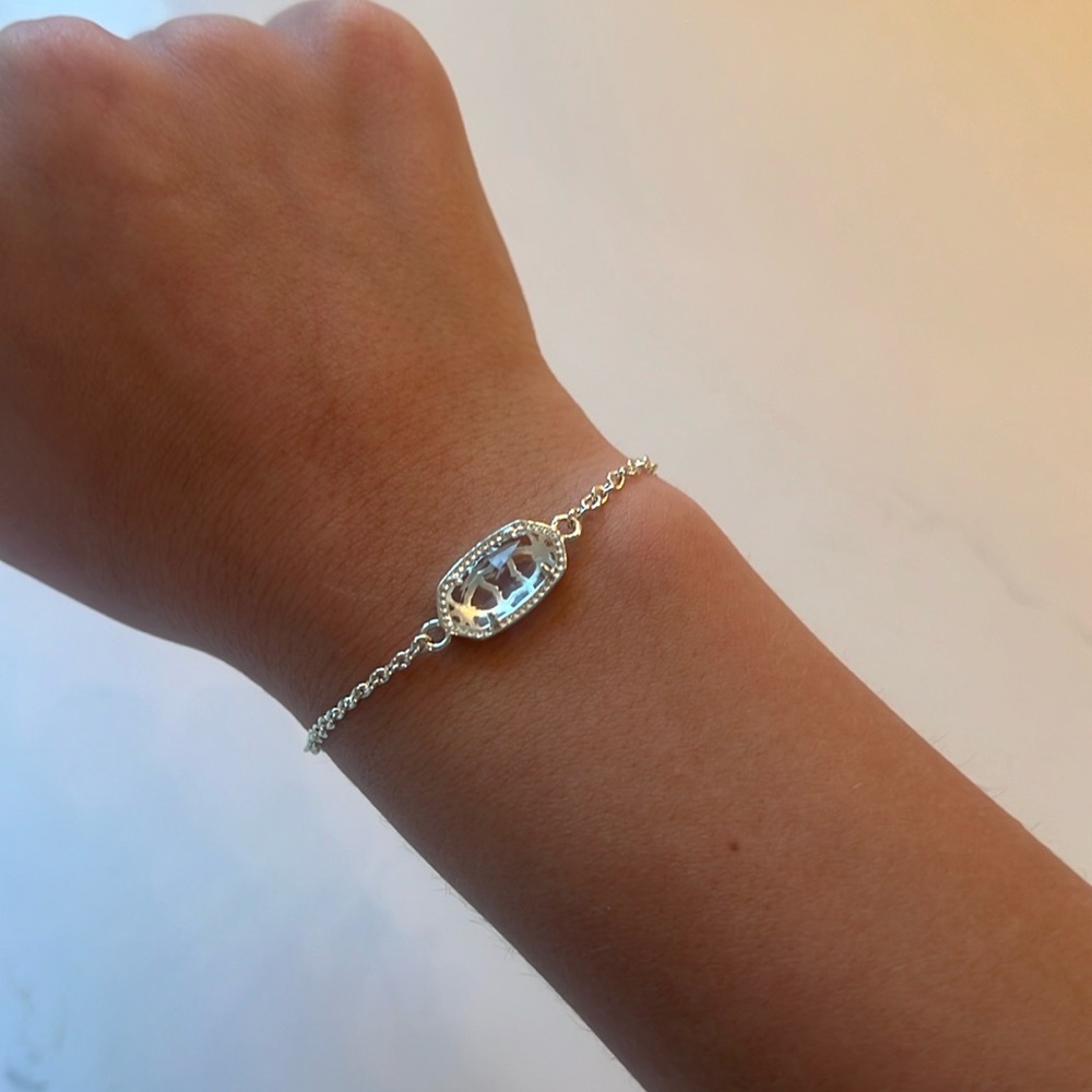 Kendra Scott Elaina White Gold Adjustable chain bracelet in Crystal Stone Slider